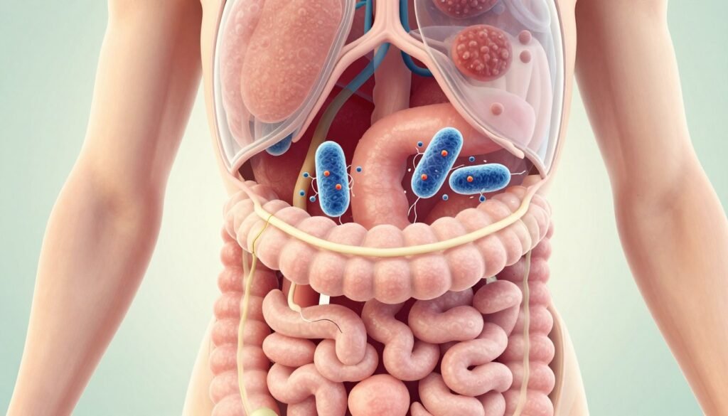 Bacterial infection illustration affecting body systems