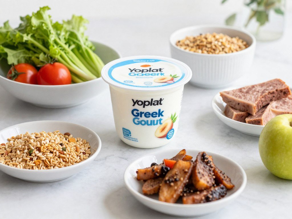Balanced healthy lifestyle with Yoplait yogurt as part of nutritious diet