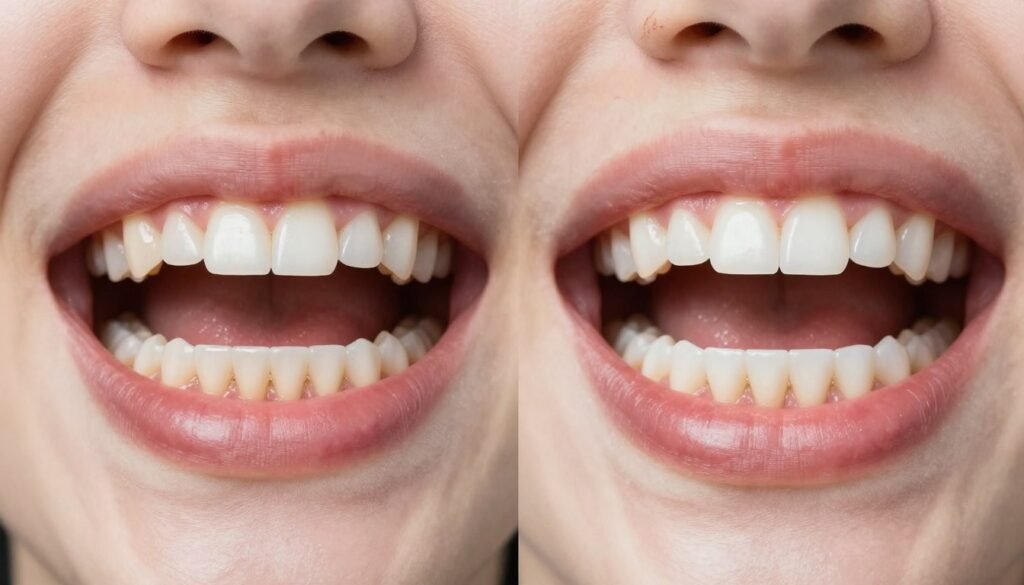 Before and after comparison showing oral health improvements from ProDentim use Before and after comparison showing oral health improvements from ProDentim use