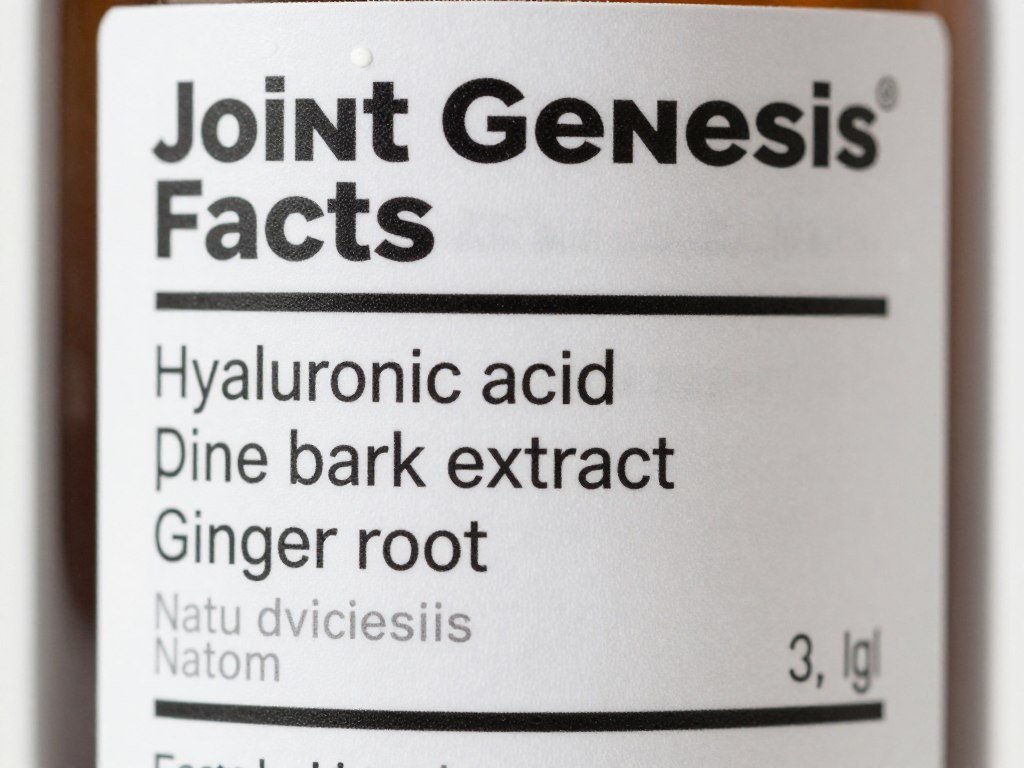 BioDynamix Joint Genesis supplement facts label showing natural ingredients for joint health support BioDynamix Joint Genesis supplement facts label showing natural ingredients for joint health support