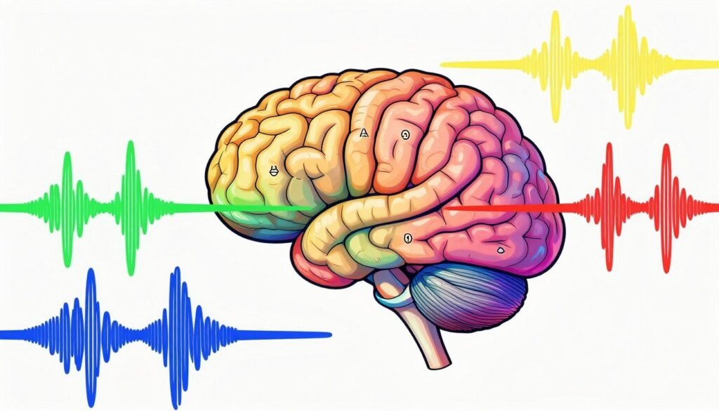 Brain wave patterns and audio frequency visualization
