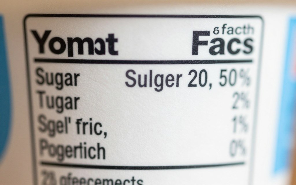 Close-up of Yoplait nutrition label highlighting sugar content