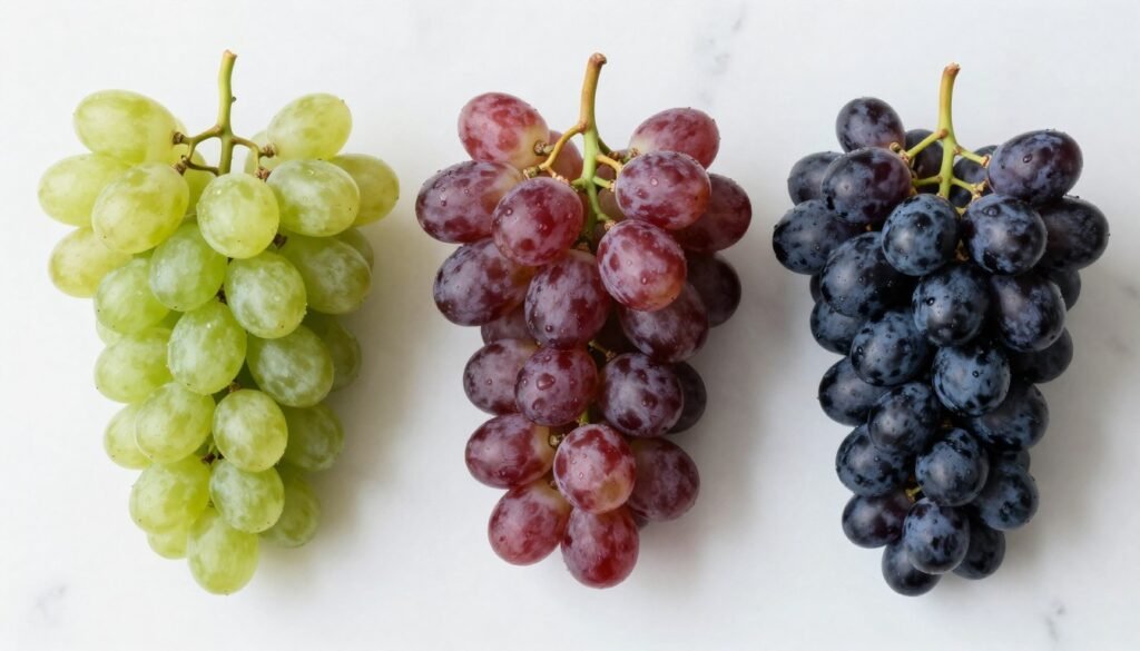Comparison of green, red, and black grape varieties