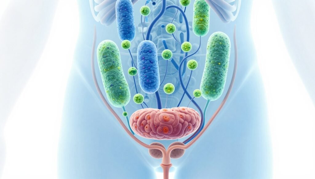 Diagram showing urinary microbiome and bladder health connection