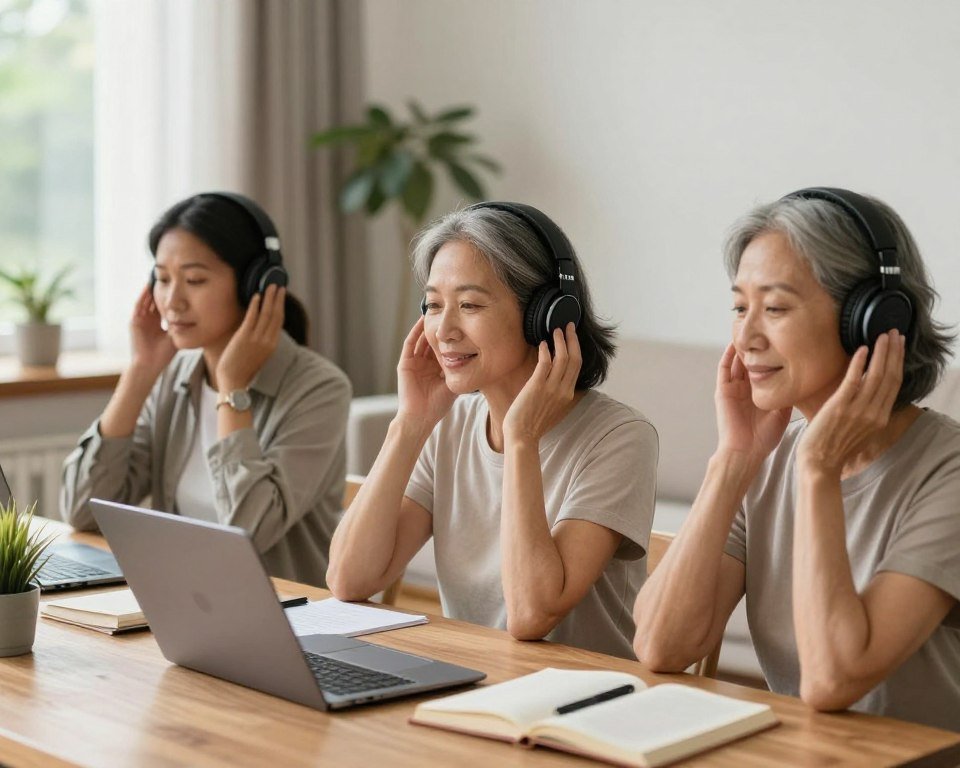 Diverse group of adults using Memory Wave program