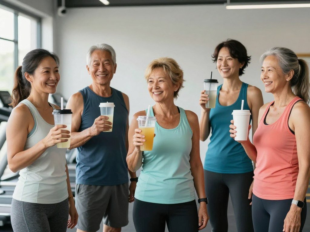 Diverse group of adults using Okinawa Flat Belly Tonic for weight management Diverse group of adults using Okinawa Flat Belly Tonic for weight management