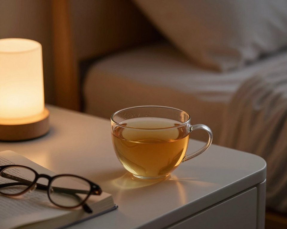 Evening tea preparation in calm nighttime setting
