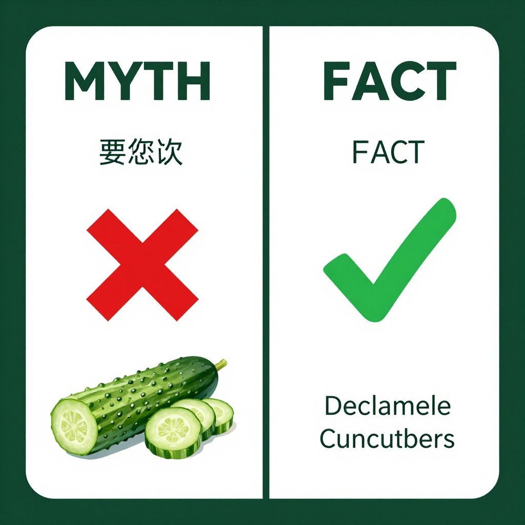 Fact versus fiction concept for cucumber nutrition myths Fact versus fiction concept for cucumber nutrition myths