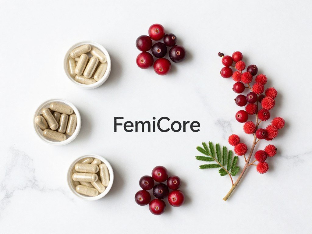 FemiCore key ingredients including probiotics and cranberry extract