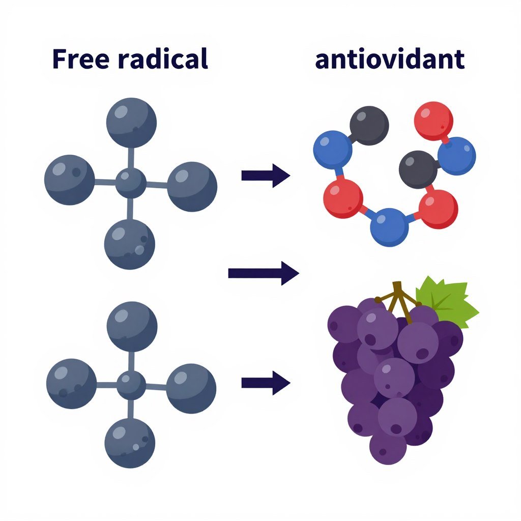 Free radicals versus antioxidants diagram