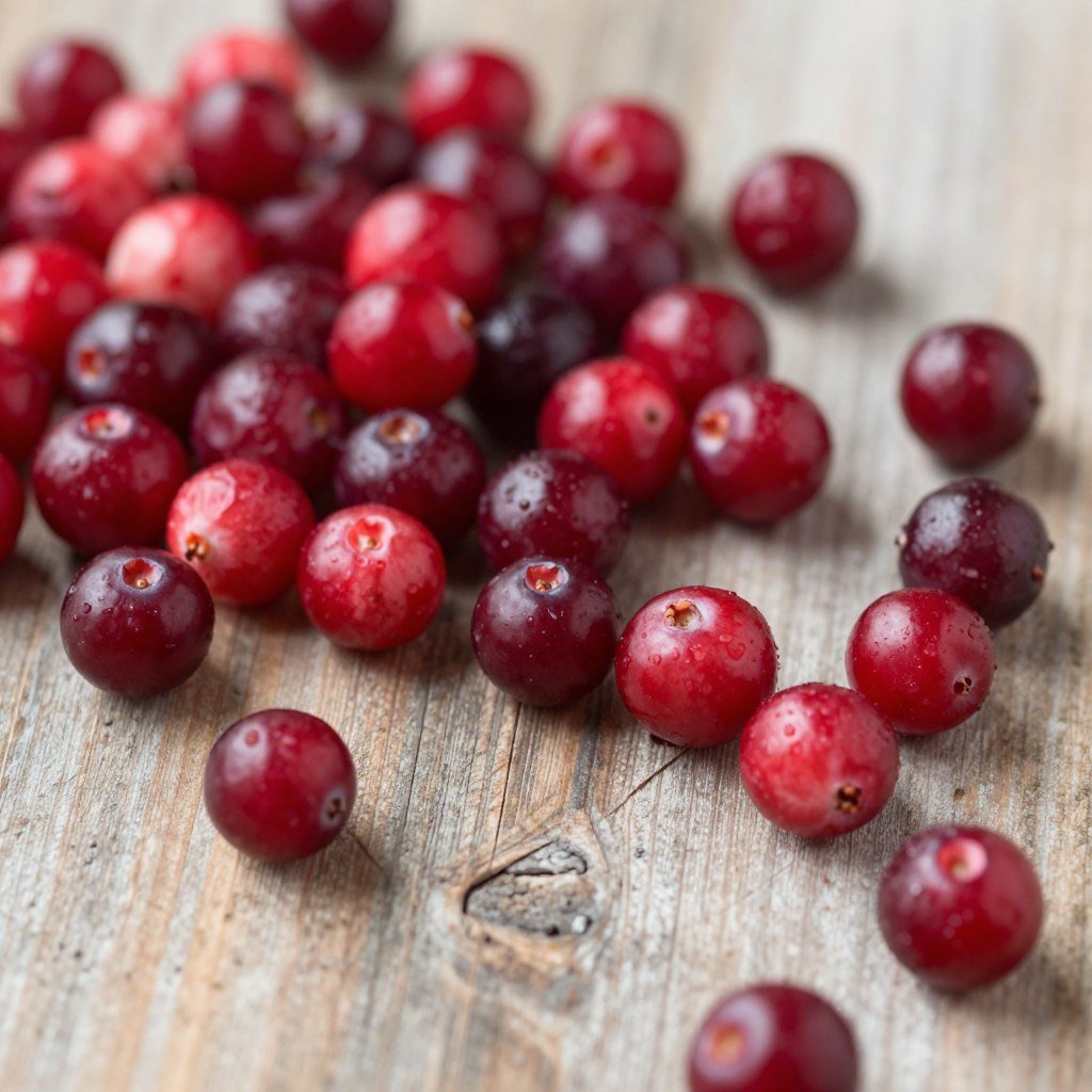 Fresh cranberries on wooden surface Fresh cranberries on wooden surface