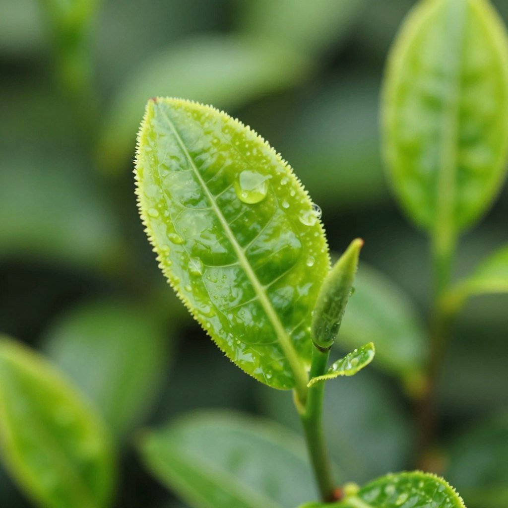 Green tea leaves close up showing rich color and texture