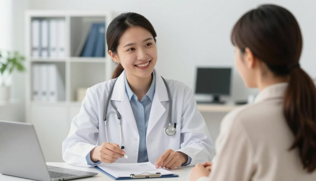 Healthcare professional consulting patient about sleep supplement safety