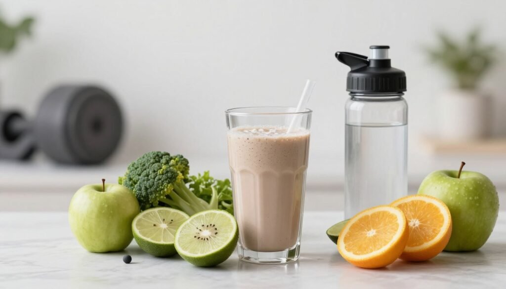 Healthy balanced lifestyle with protein supplementation Healthy balanced lifestyle with protein supplementation