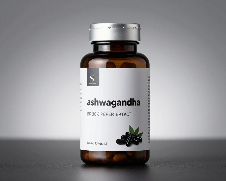 High-potency ashwagandha supplement with black pepper extract