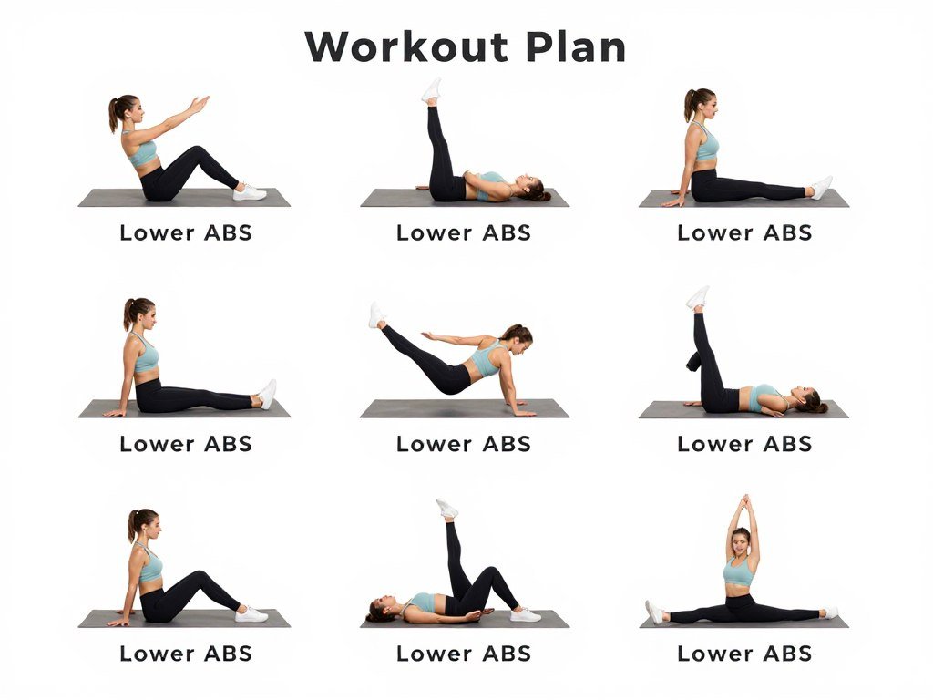 Lower abdominals workouts routine layout showing exercise sequence Lower abdominals workouts routine layout showing exercise sequence
