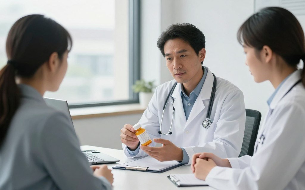Medical professional consulting patient about supplements