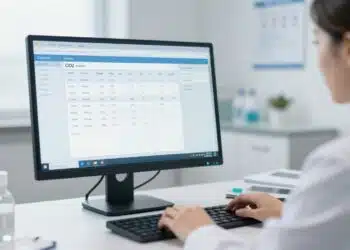 Medical professional reviewing blood test results showing carbon dioxide levels