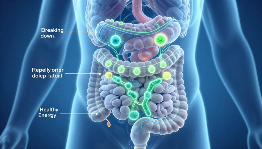 Metabolism and digestion concept showing healthy gut function and weight loss Metabolism and digestion concept showing healthy gut function and weight loss