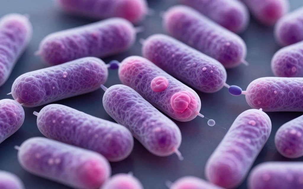 Microscopic view of beneficial probiotic bacteria from fermented foods