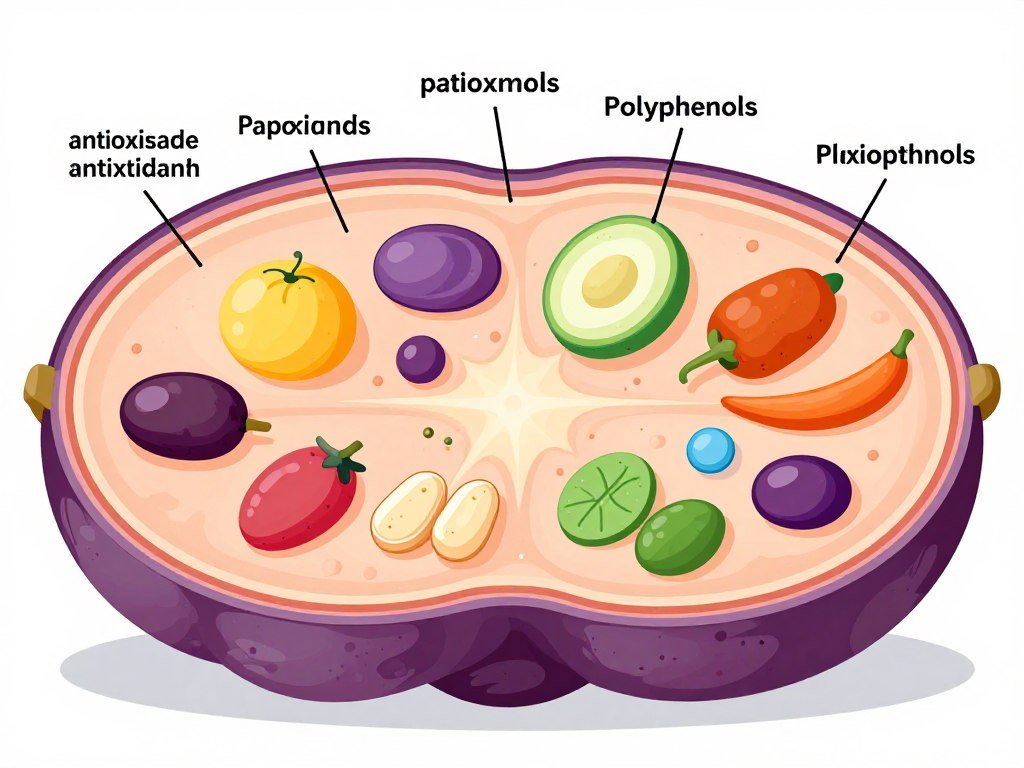 Microscopic view of grape antioxidants and beneficial compounds