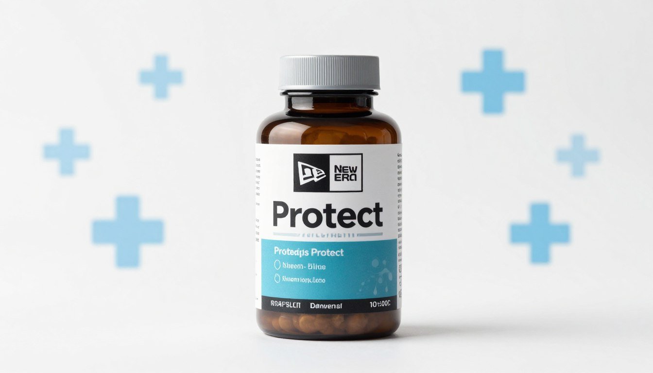 NewEra Protect supplement bottle with bladder health imagery