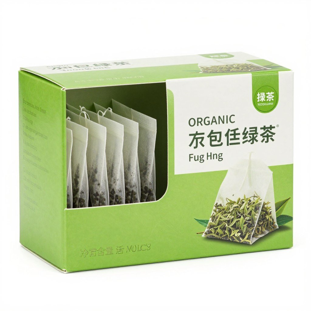 Organic green tea bags variety pack in attractive packaging