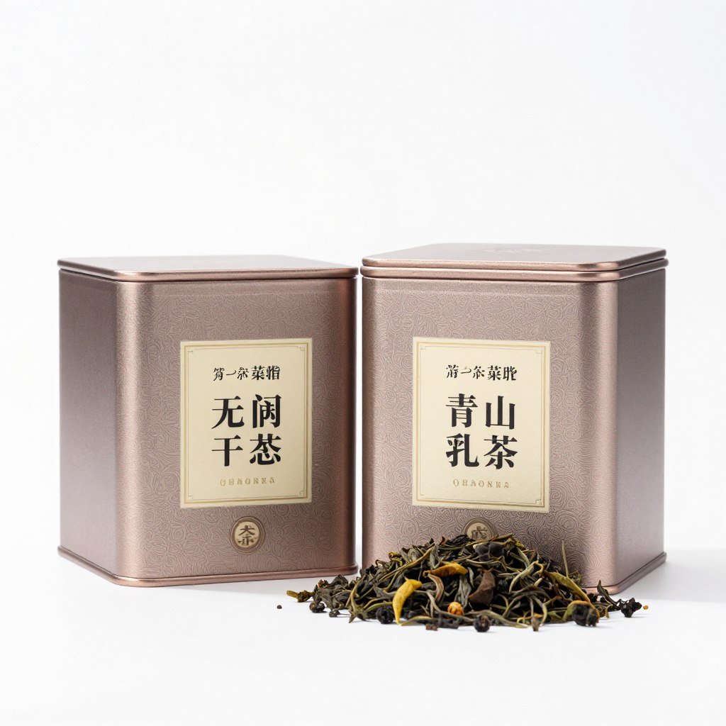 Premium oolong tea leaves in elegant tea tin container