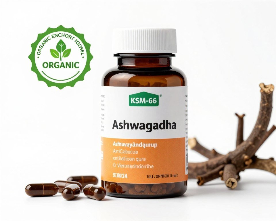 Premium organic ashwagandha KSM-66 supplement bottle
