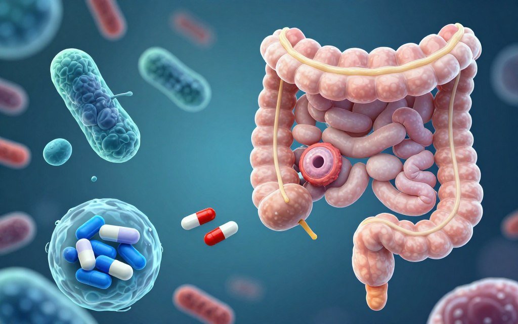 Probiotics and gut health illustration