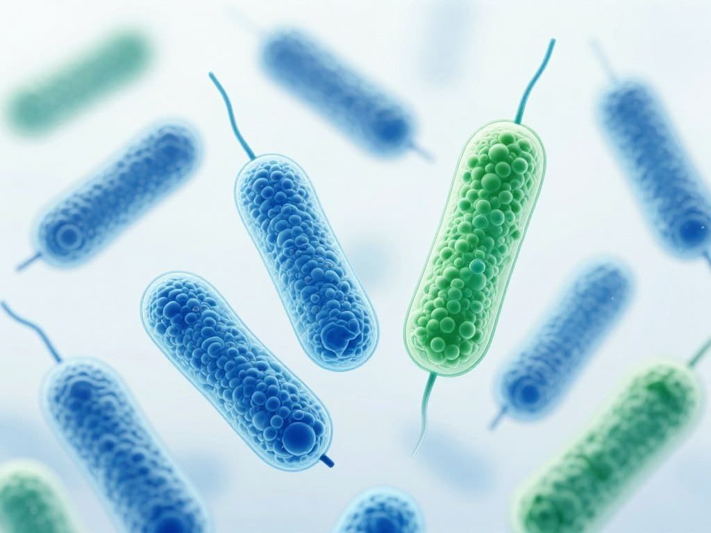 Scientific illustration of probiotic bacteria strains like lactobacillus paracasei for oral health Scientific illustration of probiotic bacteria strains like lactobacillus paracasei for oral health