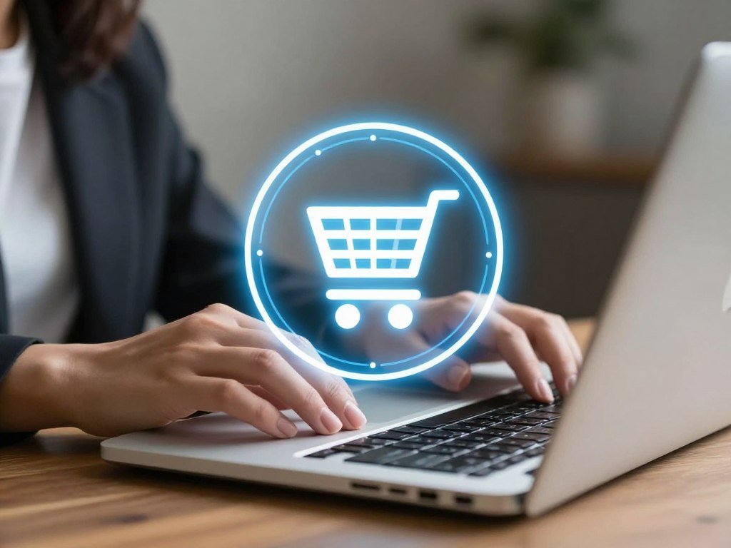 Secure online shopping on laptop Secure online shopping on laptop