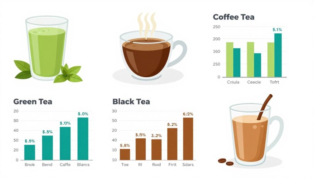 Visual comparison of caffeine levels in different beverages