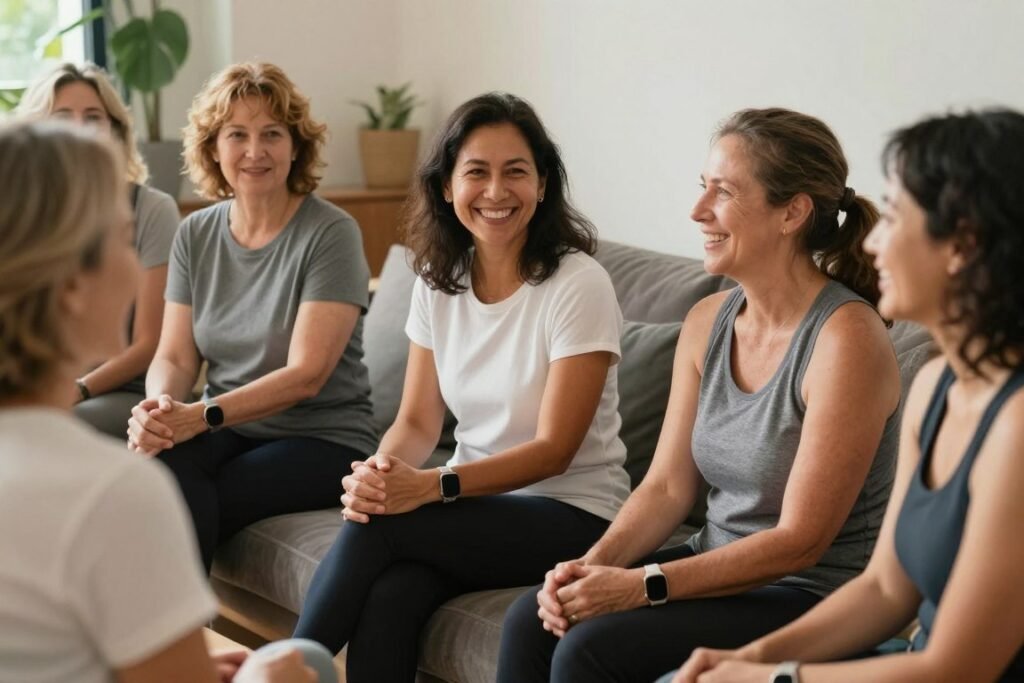 Women of different ages discussing bladder health and FemiCore supplement