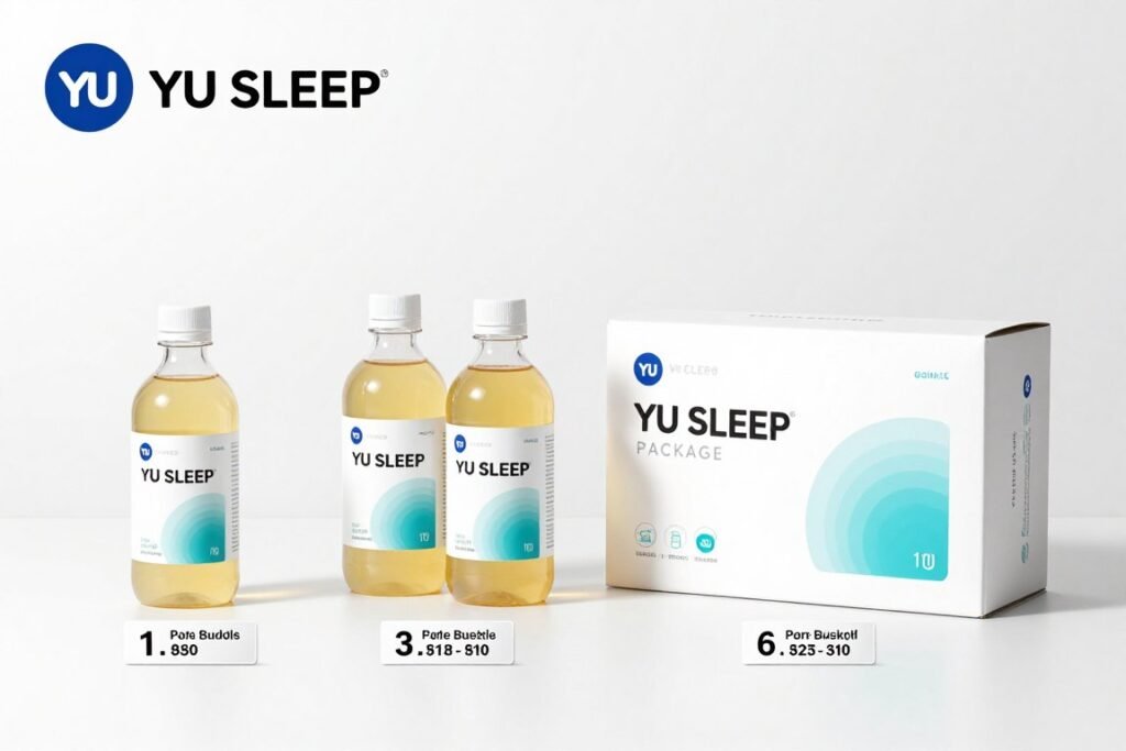 YU SLEEP pricing packages and bottle options display