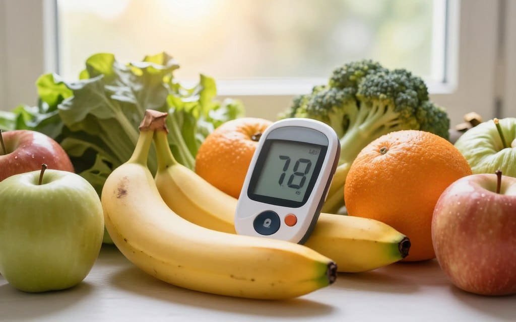 balanced healthy lifestyle with diabetes management fresh fruits and vegetables balanced healthy lifestyle with diabetes management fresh fruits and vegetables