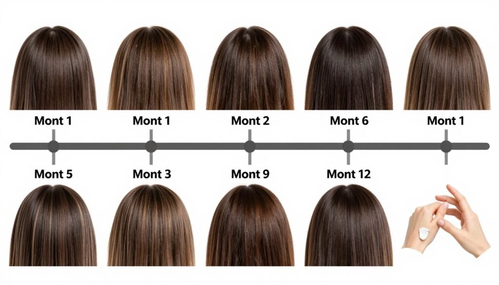 timeline showing hair growth progress over months timeline showing hair growth progress over months