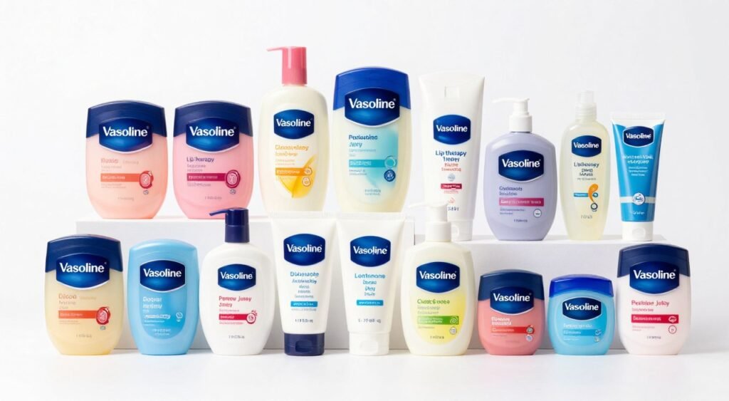 various Vaseline product types displayed various Vaseline product types displayed