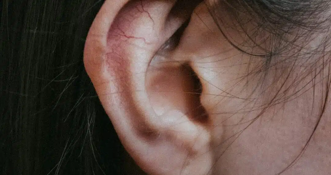 a close up of a person's ear