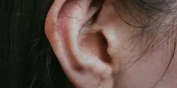 a close up of a person's ear
